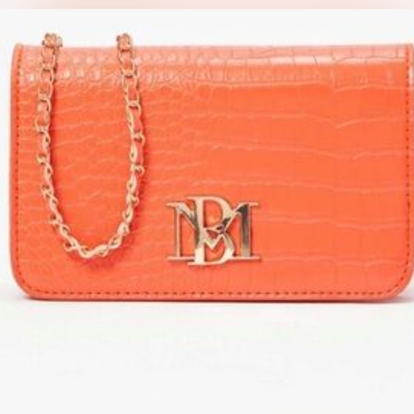 Badgley Mischka Handbags - Badgley Mischka Croco Crossbody Bag with Logo Plate NWT